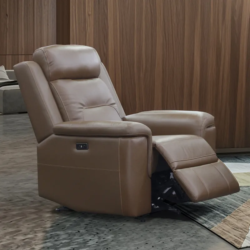 Keldon Leather Glider Recliner W/Power Footrest-Brown