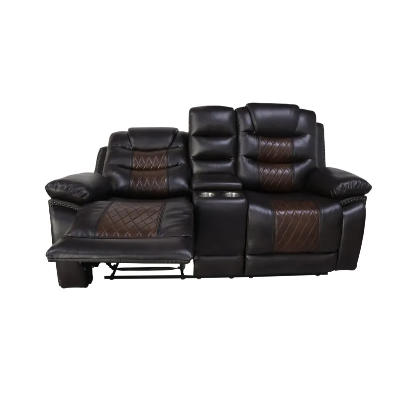 Nikko Console Loveseat W/Power Footrest-Brown