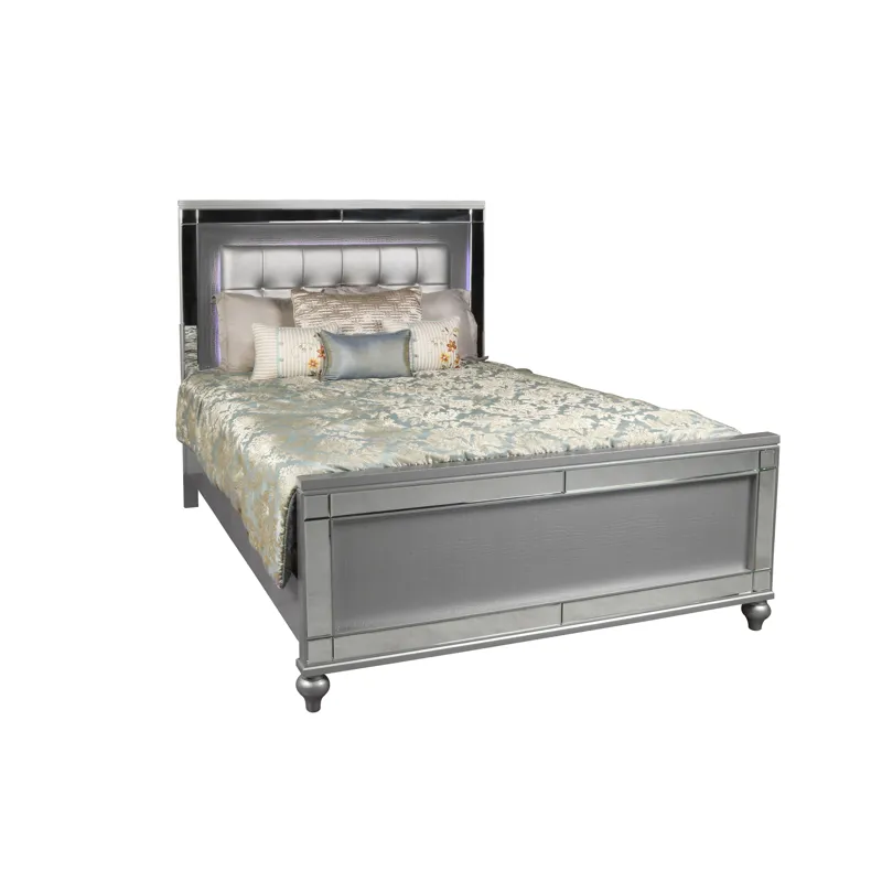 Valentino 6/6-6/0 K Lighted Headboard-Silver