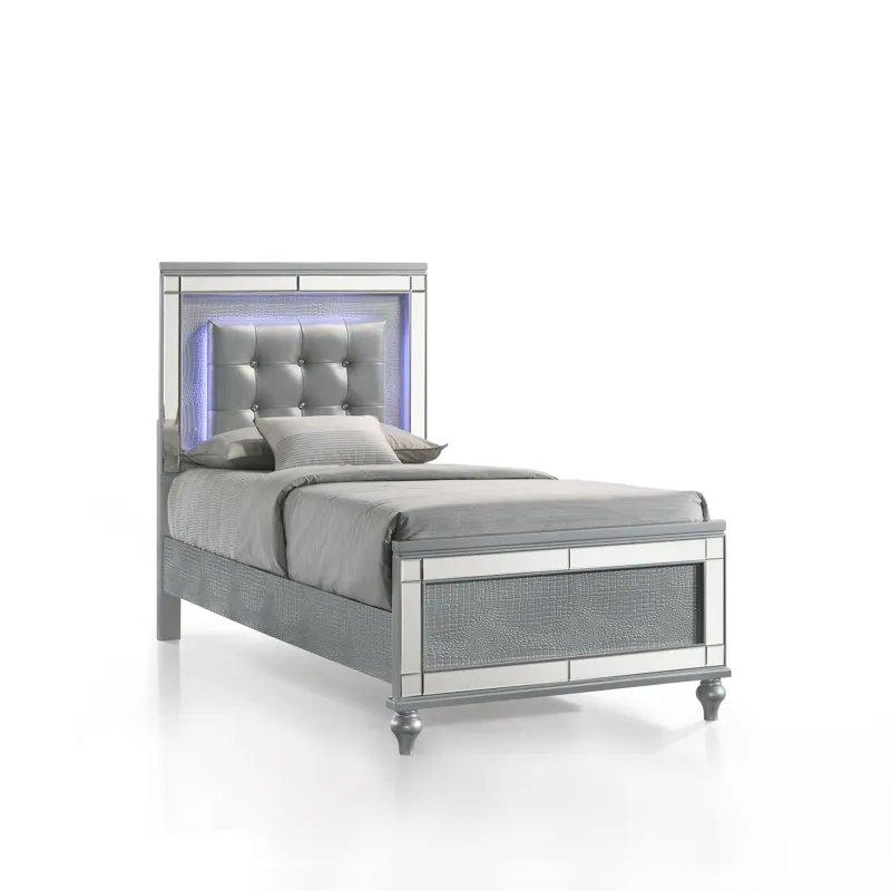 Valentino 3/3 T Headboard - Silver