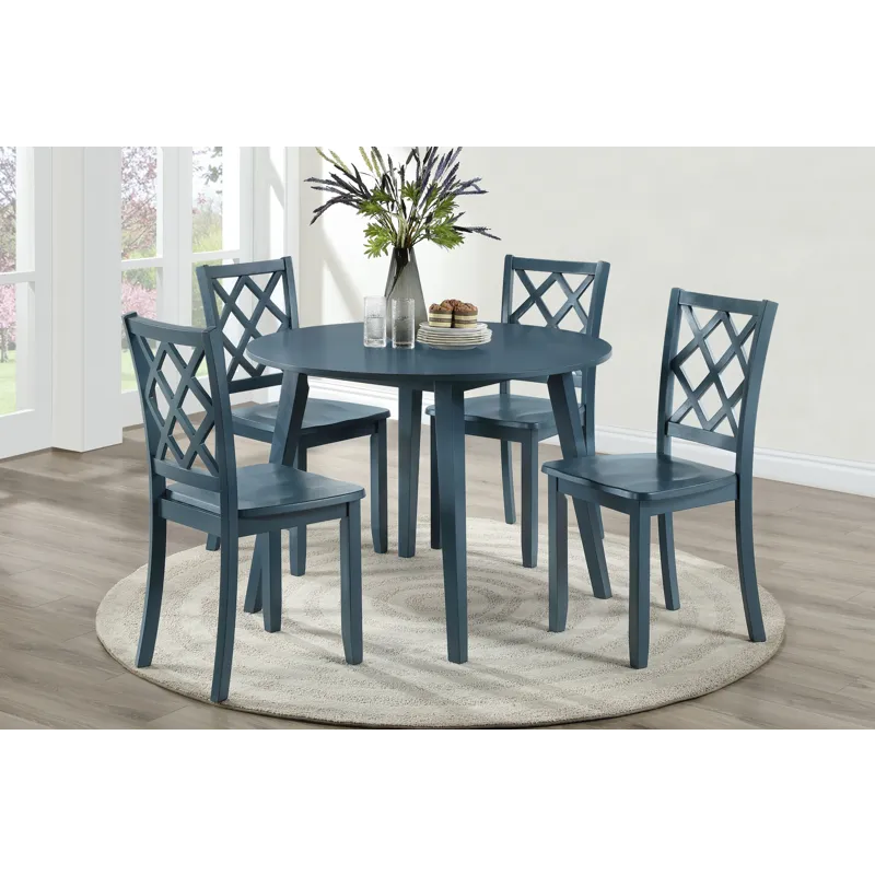Trellis 5 PC Round Dining Set, Table & 4 Chairs Blue