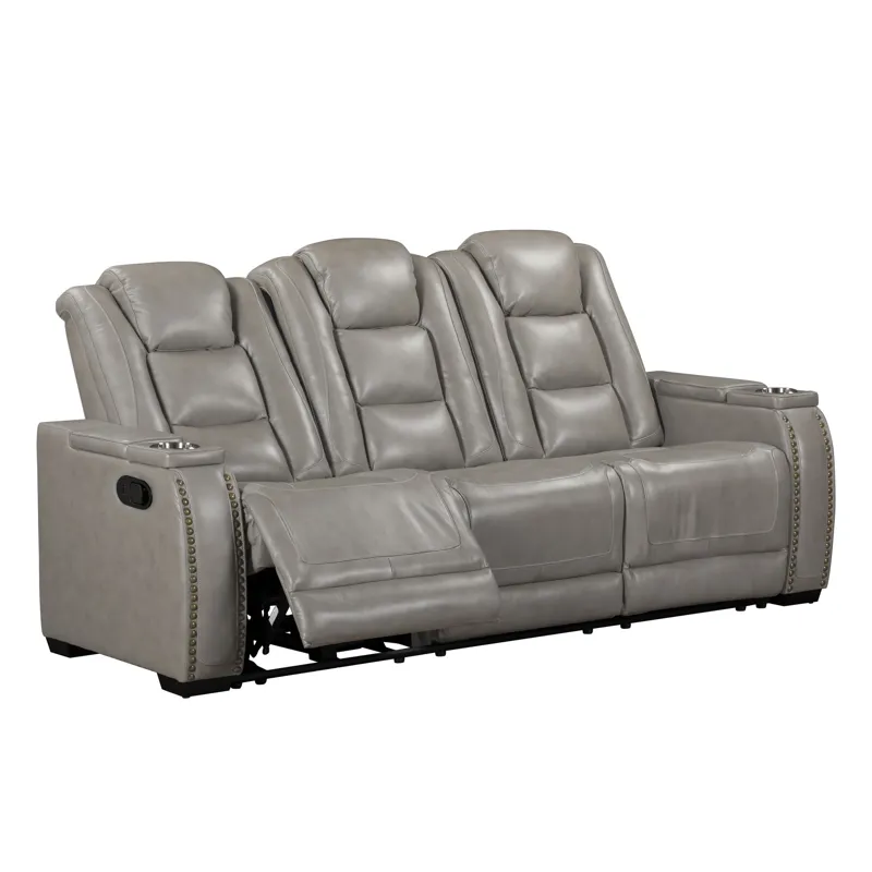 Breckenridge II Sofa W/Dual Recliner-Lt Gray