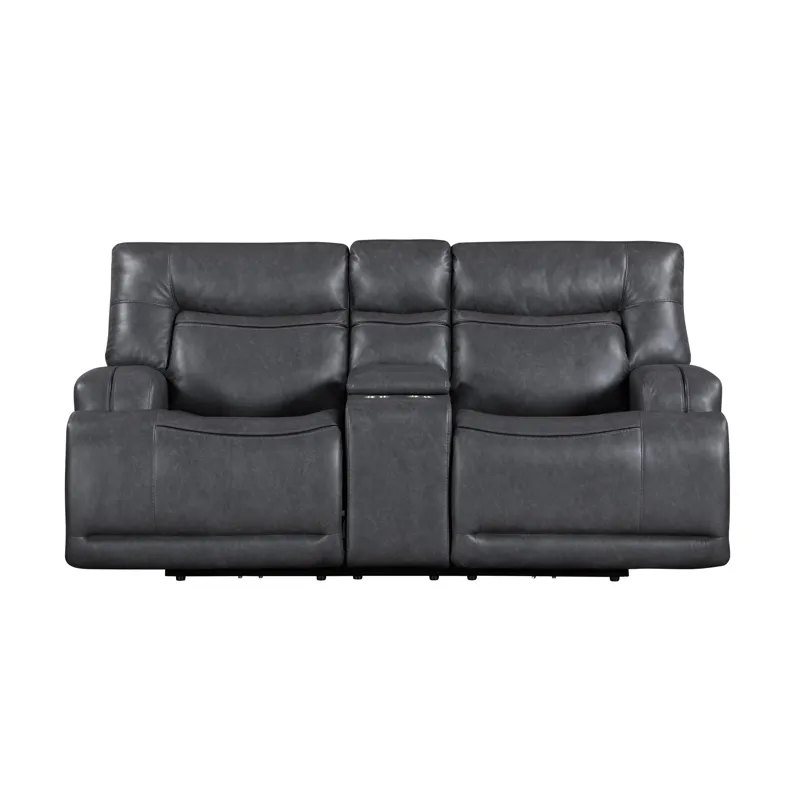 Titan Console Loveseat W/Power Headrest & Footrest-Gray
