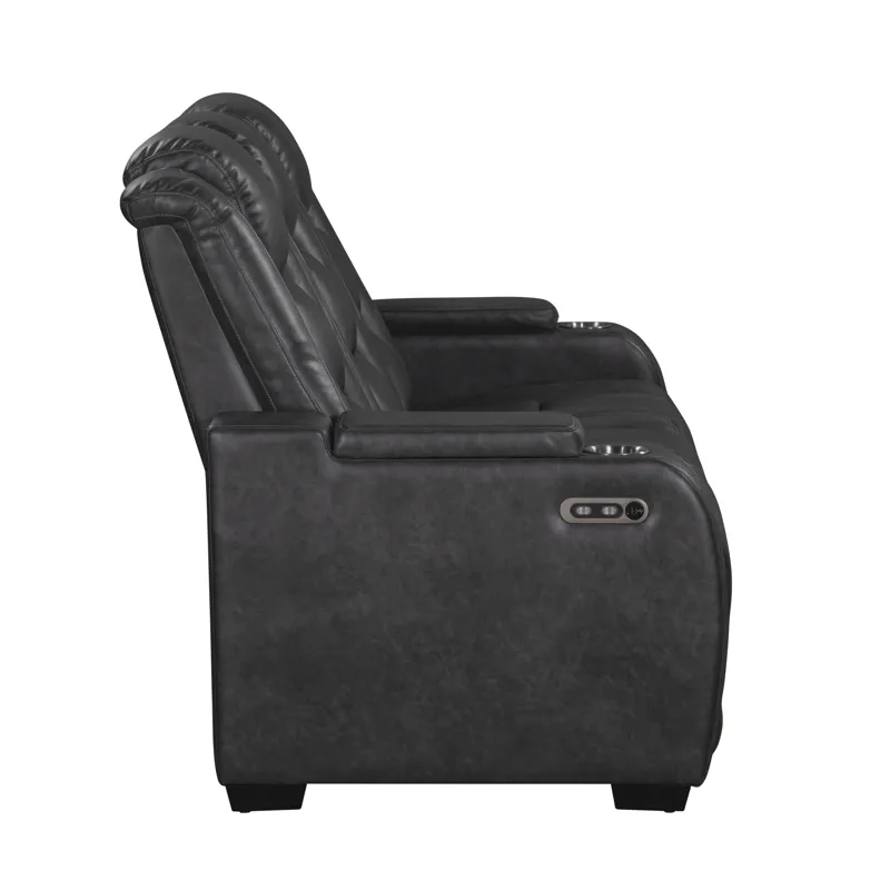 Chester Reclining Sofa W/Power Headrest & Footrest-Gray