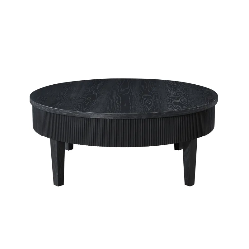 Tate Round One Drawer Coffee Table-Black