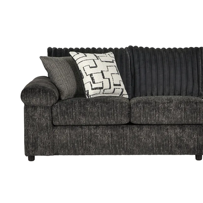 Remi LAF Loveseat W 2 Accent Pillows-Charcoal Gray