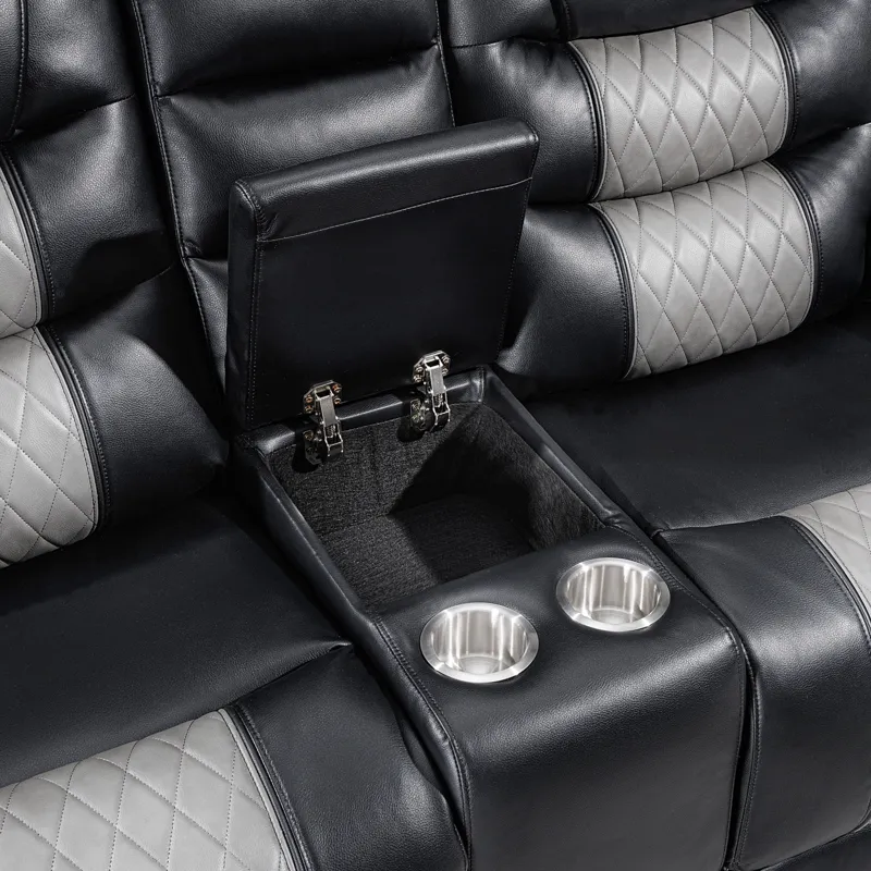 Nikko Console Loveseat W/Power Footrest-Black/Gray
