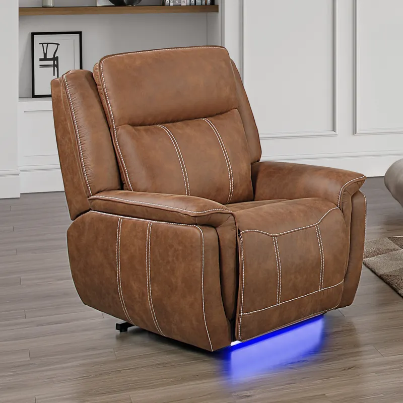 Kyra Auto Glider Recliner W/Power Headrest & Footrest-Saddle