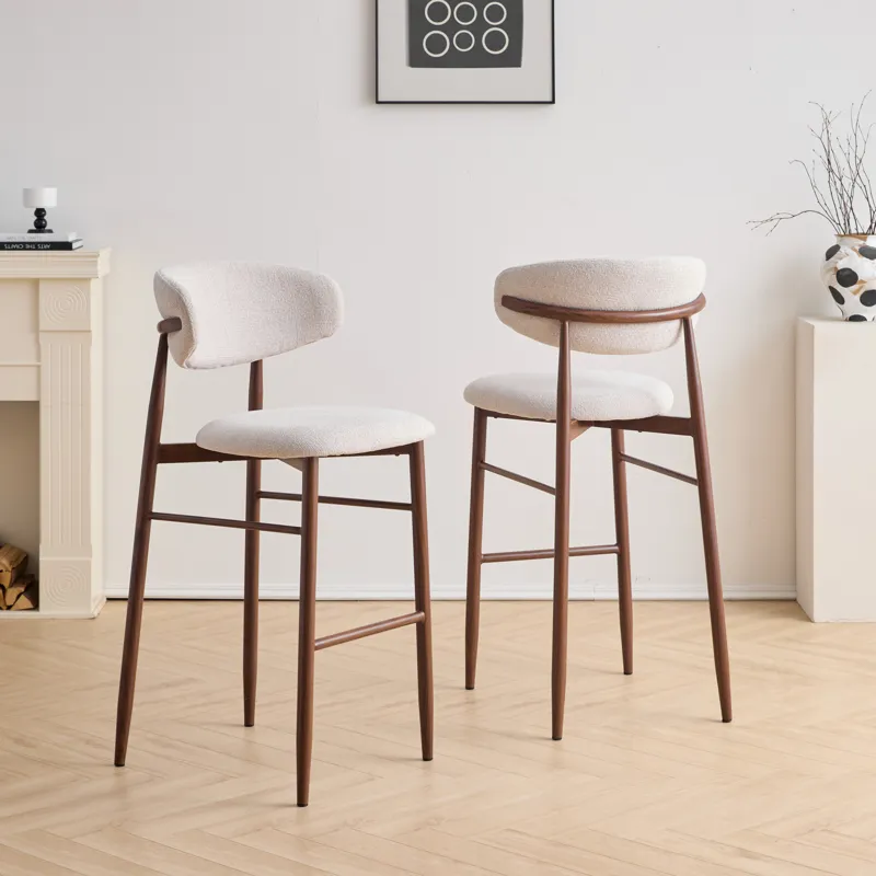 Royce Bar Chair W/Walnut Metal Frame Beige(2 Per Carton)