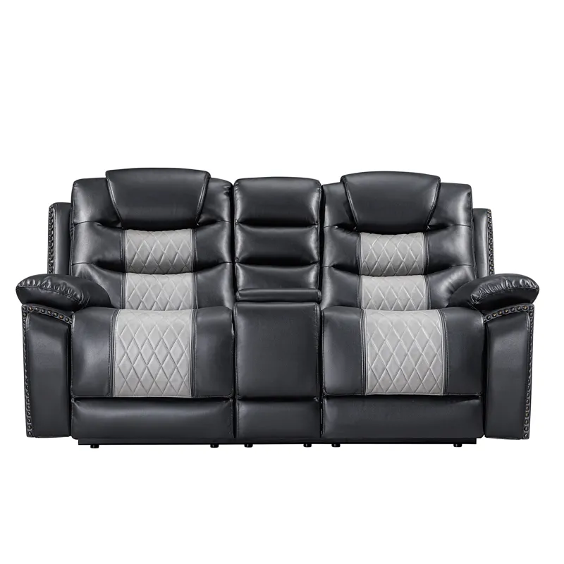 Nikko Console Loveseat W/Power Footrest-Black/Gray