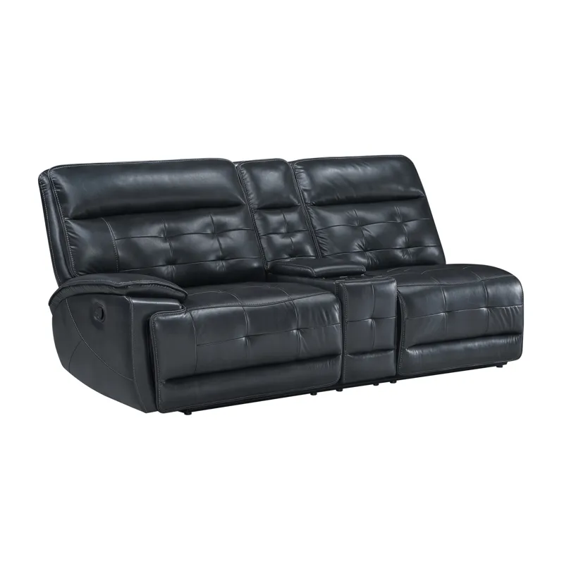 Warner LAF Console Loveseat W 2 Recliners-Black