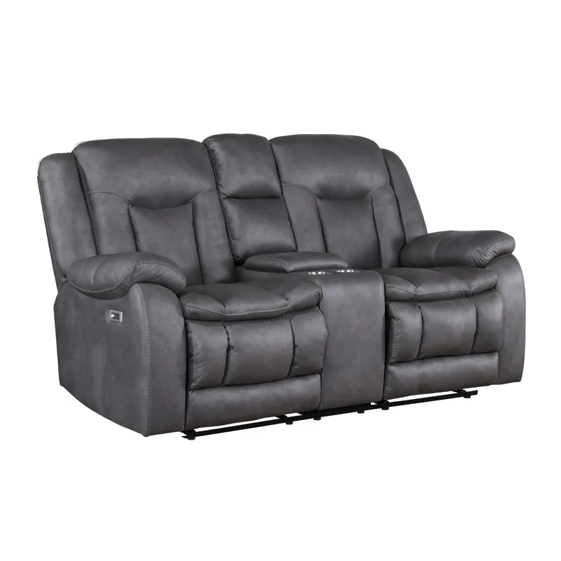 Morello Console Loveseat W/Power Footrest-Gray