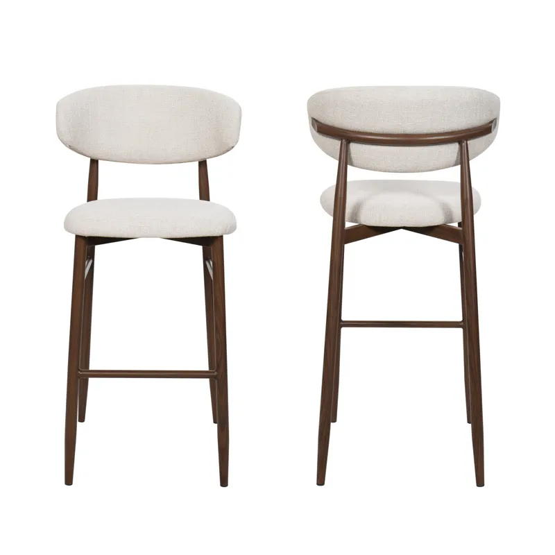 Royce Bar Chair W/Walnut Metal Frame Beige(2 Per Carton)