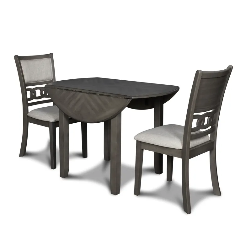 Gia 42" Dining  Drop Leaf Table W/2 Chairs-Gray