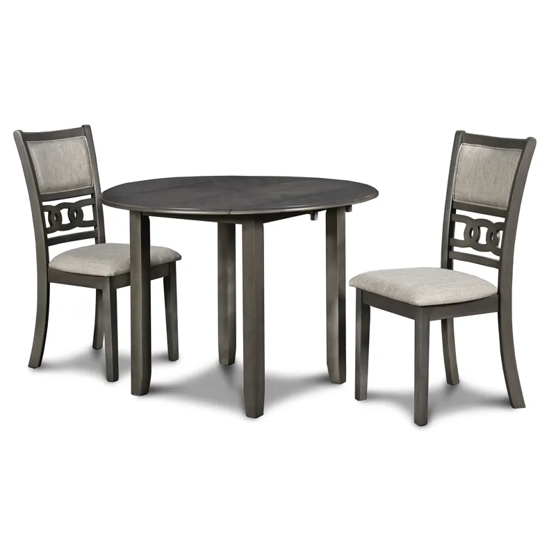 Gia 42" Dining  Drop Leaf Table W/2 Chairs-Gray