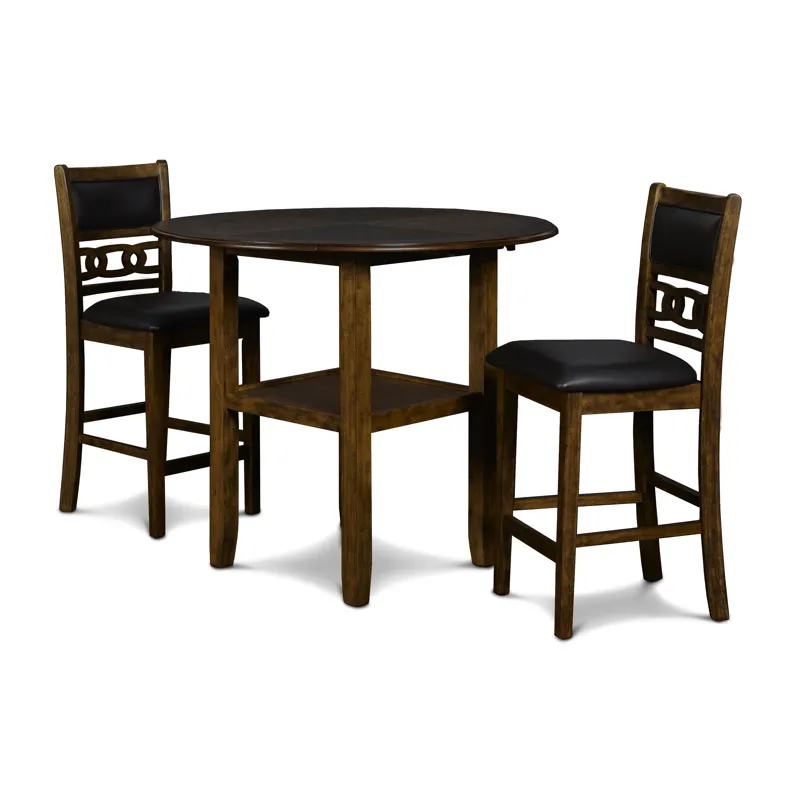 Gia 42" Counter  Drop Leaf Table W/2 Chairs-Brown