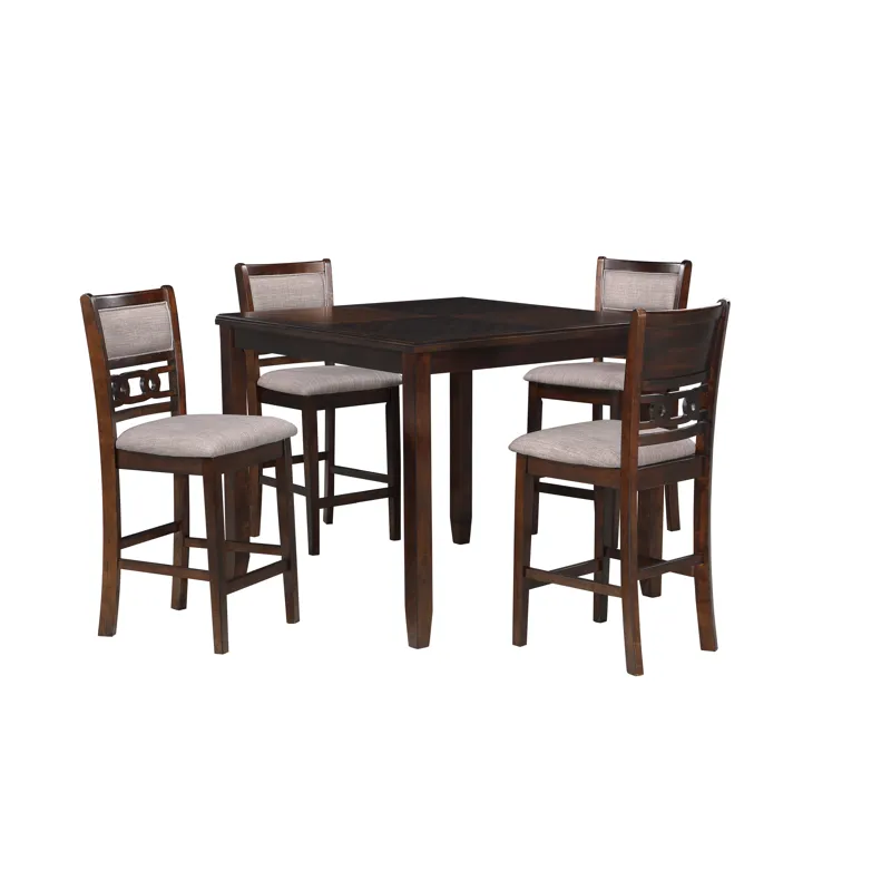 Gia 5Pc 42" Square Counter Table & 4 Chairs-Cherry