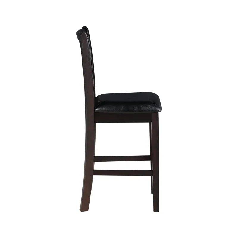 Gia 5Pc 42" Square  Counter Table & 4 Chairs-Ebony