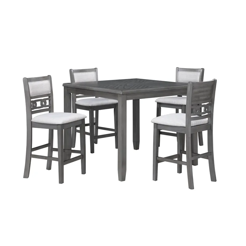 Gia 5Pc 42" Square Counter Table & 4 Chairs-Gray