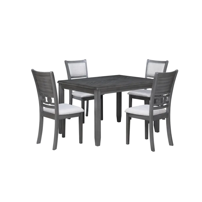 Gia 5Pc 48" Rect. Dining Table & 4 Chairs-Gray