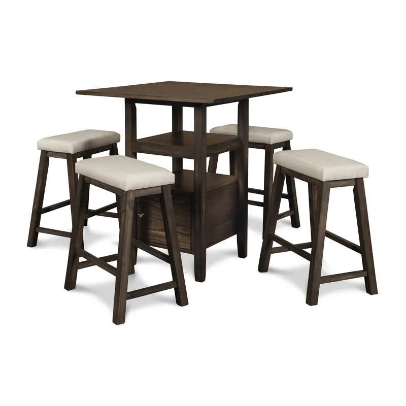 Derby Counter Table & 4 Stools (Set) - Chocolate