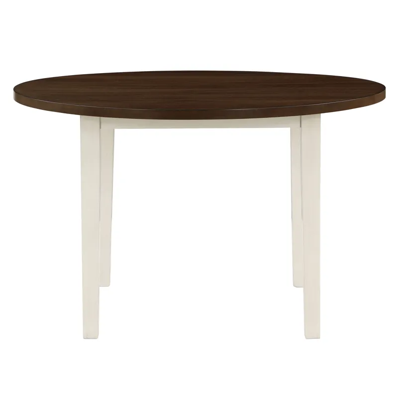 Hudson 48" Round Dining Table & 4 Chair Set-Brown/Creme