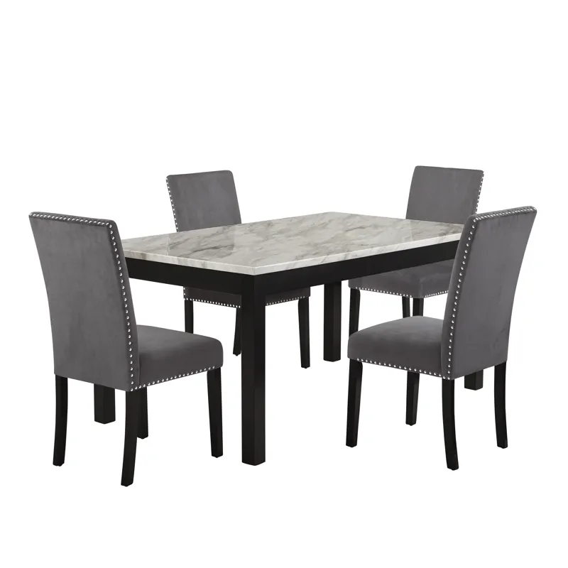 Celeste 64" Dining Table-Espresso/Faux Marble