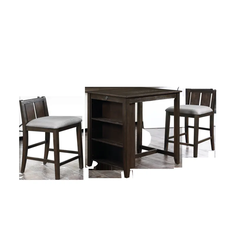 Heston 36" Storage Counter Table Set W/2 Chairs-Cherry