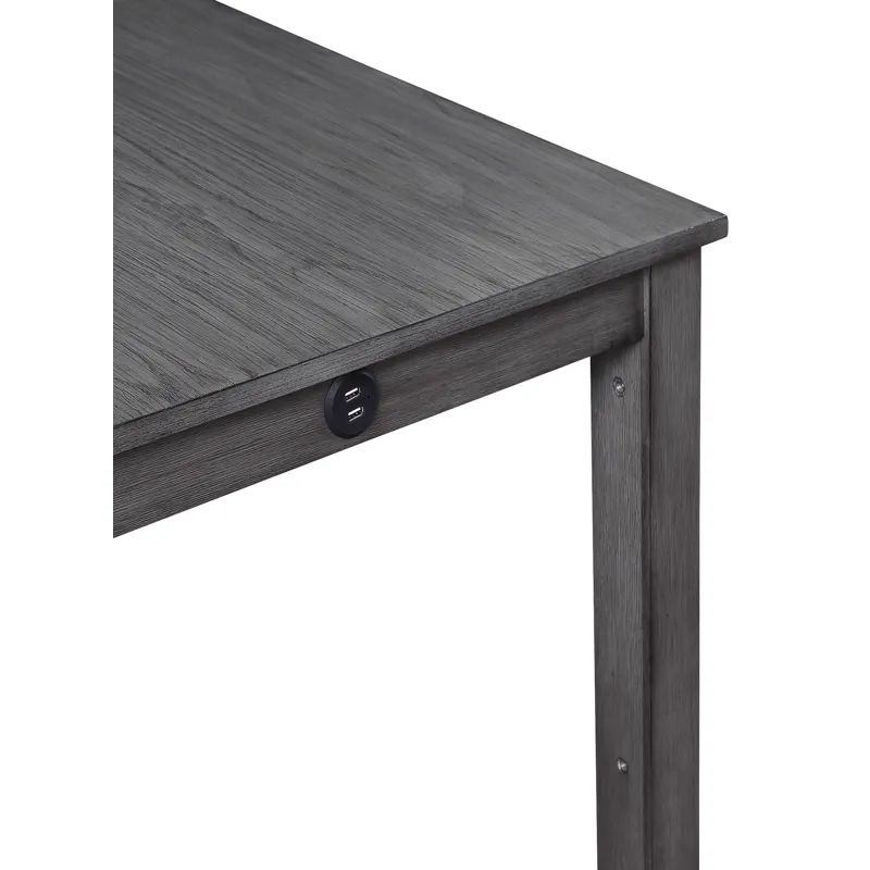 Heston 36" Storage Counter Table Set W/2 Chairs-Gray