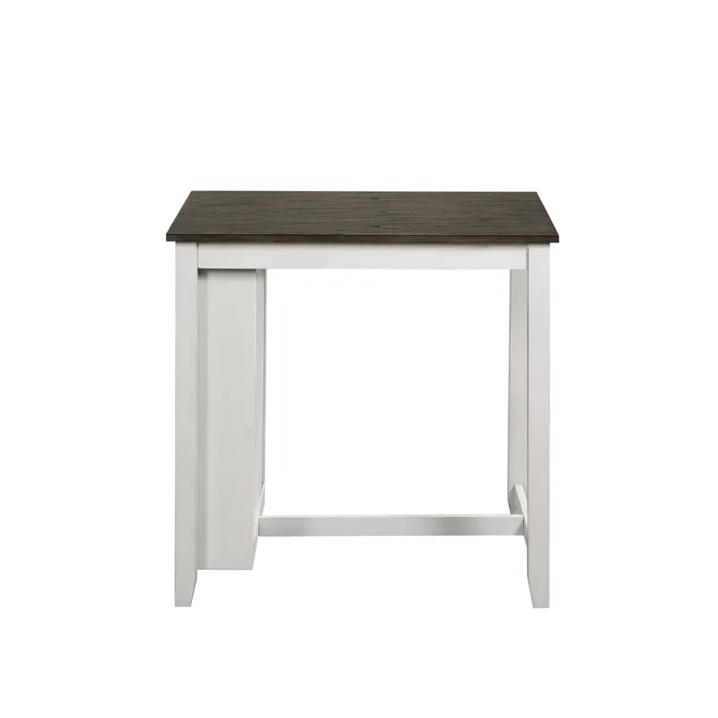 Heston 36" Storage Counter Table Set W/2 Chairs-White/Gray