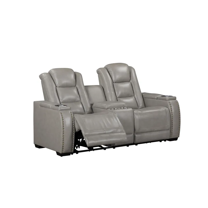 Breckenridge II Console Loveseat W Power Footrest & Headrest-Lt Gray