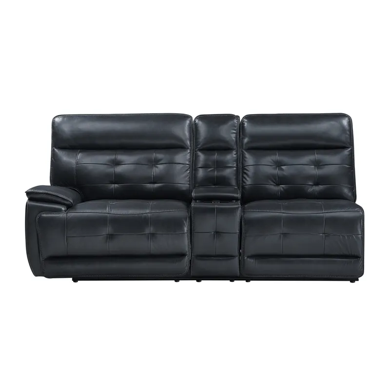 Warner LAF Console Loveseat W 2 Recliners-Black
