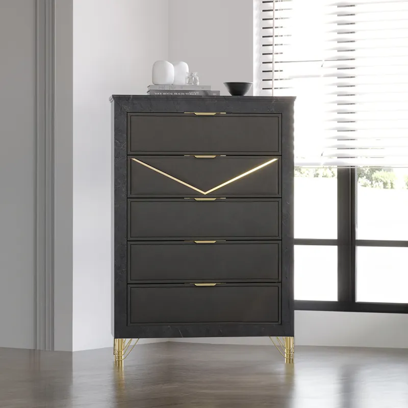 Symmetry 5 Drawer Chest-Charcoal