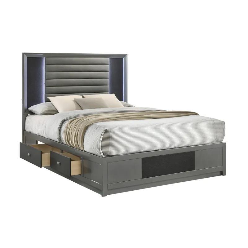 Nocturne Platform Siderails & Slats-Slate - Queen