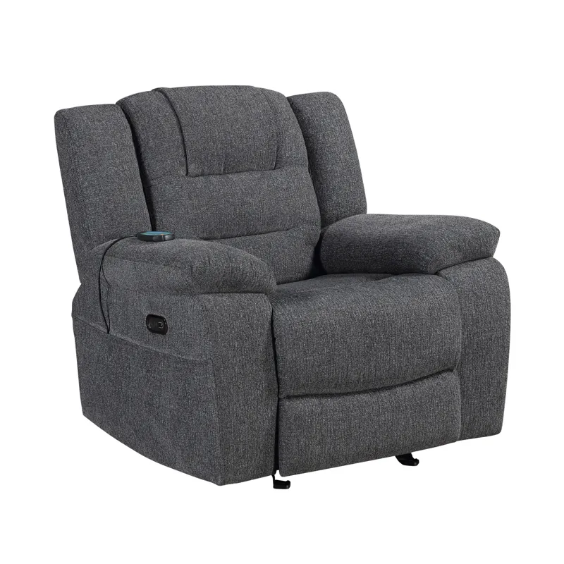 Redondo Glider Recliner W/Heat, Massage, Power Footrest-Dk Gray