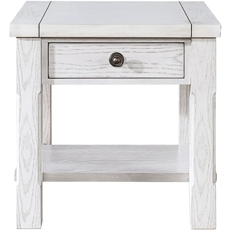 Dorsey 1 Drawer End Table-White