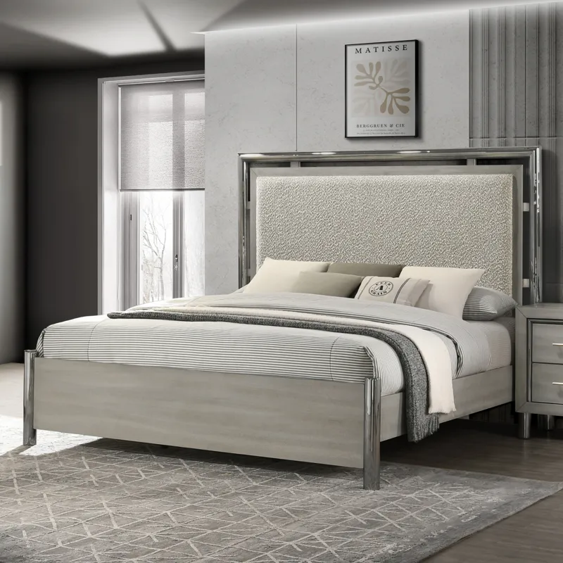 Lennox Headboard, Footboard & Slat Kit-Gray - King/California King