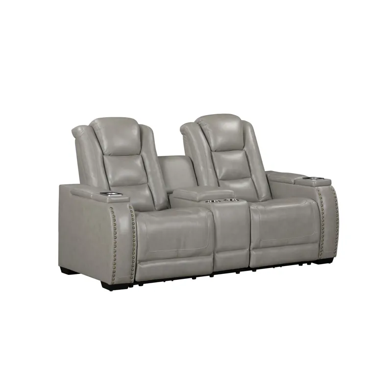 Breckenridge II Console Loveseat W Power Footrest & Headrest-Lt Gray