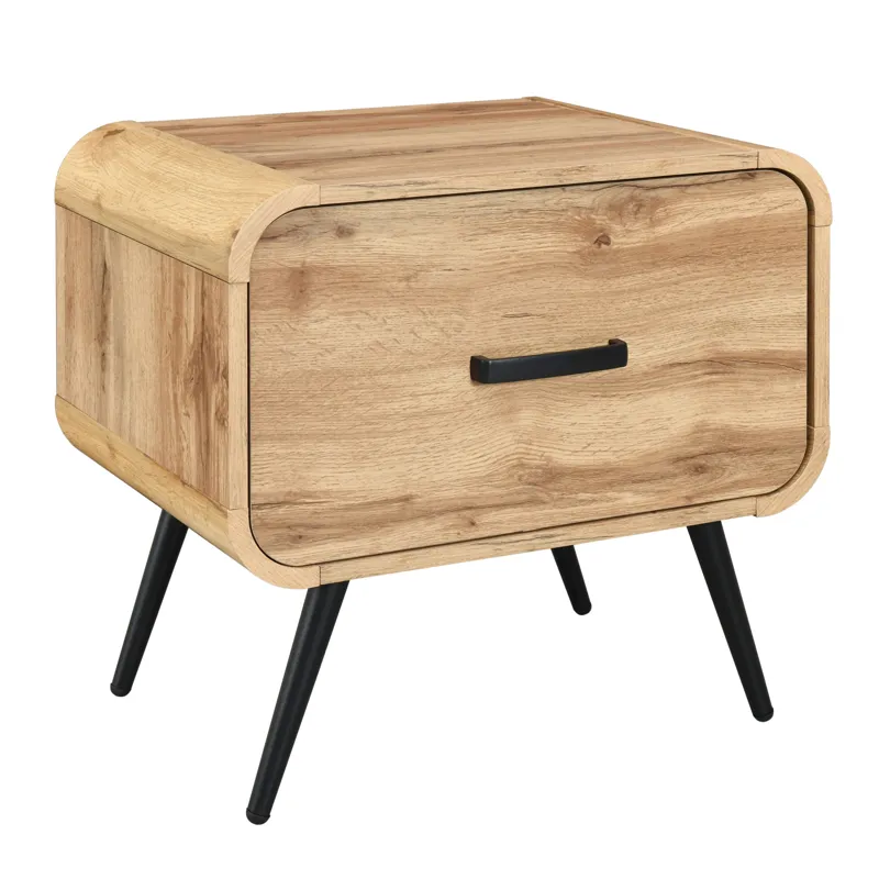 Rowan One Drawer End Table/Bedside Table-Natural