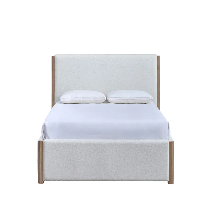 Anika Upholstered Footboard & Roll Out Slat Kit-White - Queen