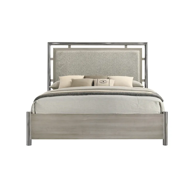 Lennox Headboard, Footboard & Slat Kit-Gray - Queen