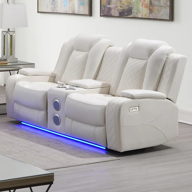 Orion II Console Loveseat W Power Footrest & Headrest-White