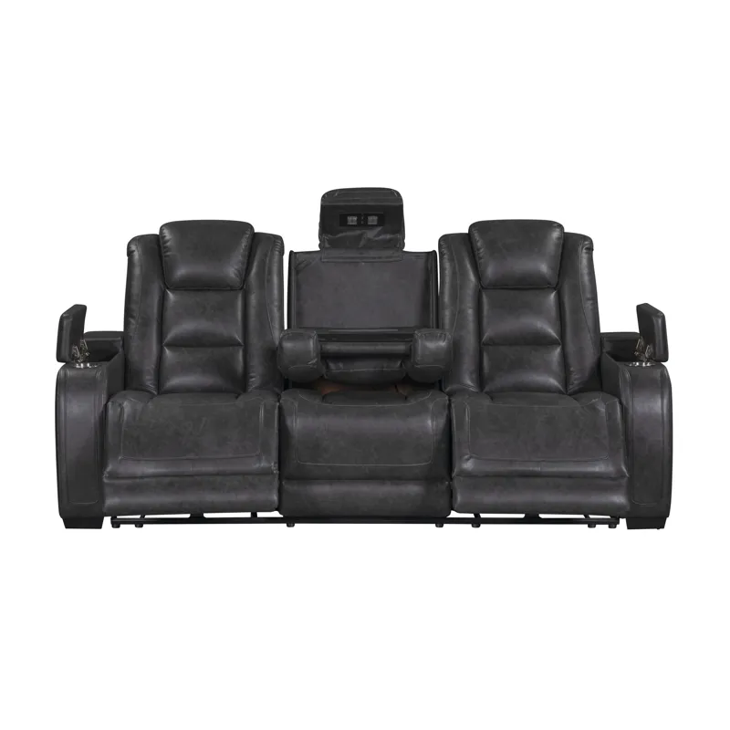 Chester Reclining Sofa W/Power Headrest & Footrest-Gray
