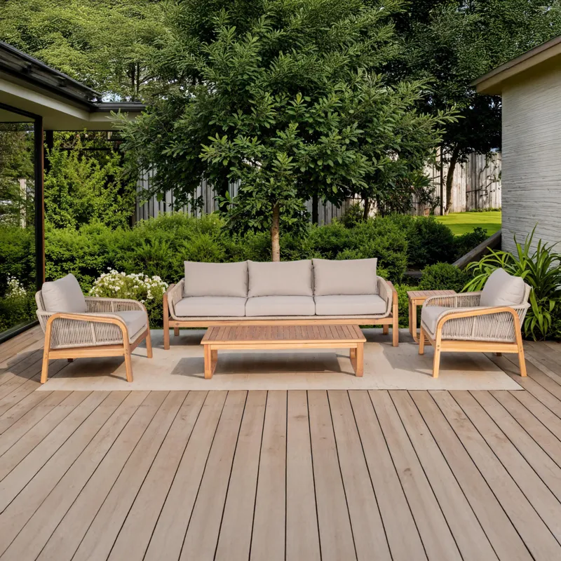 Cascade 5 PC Set 1 Sofa, 2 Chairs, Slat Top Coffee Table, S