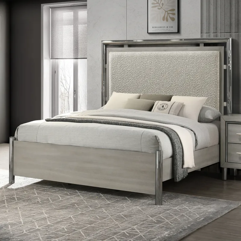 Lennox Headboard, Footboard & Slat Kit-Gray - Queen