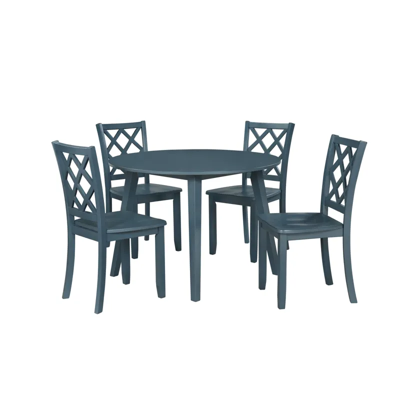 Trellis 5 PC Round Dining Set, Table & 4 Chairs Blue