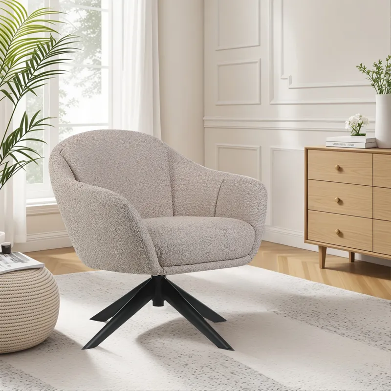 Fleming Taupe Boucle Swivel Lounge Chair