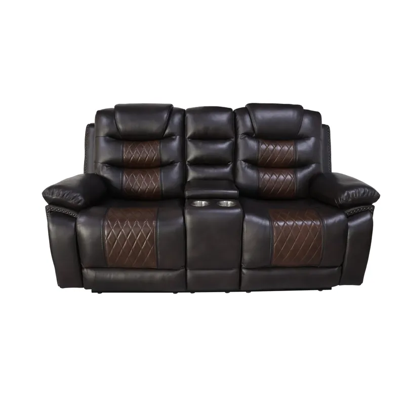 Nikko Console Loveseat W/Power Footrest-Brown