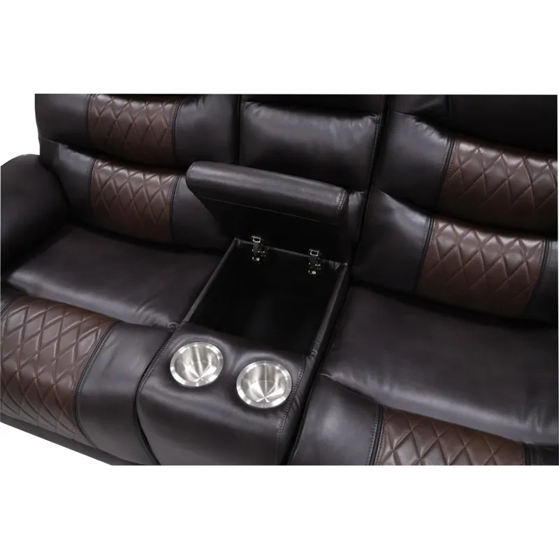 Nikko Console Loveseat W/Power Footrest-Brown