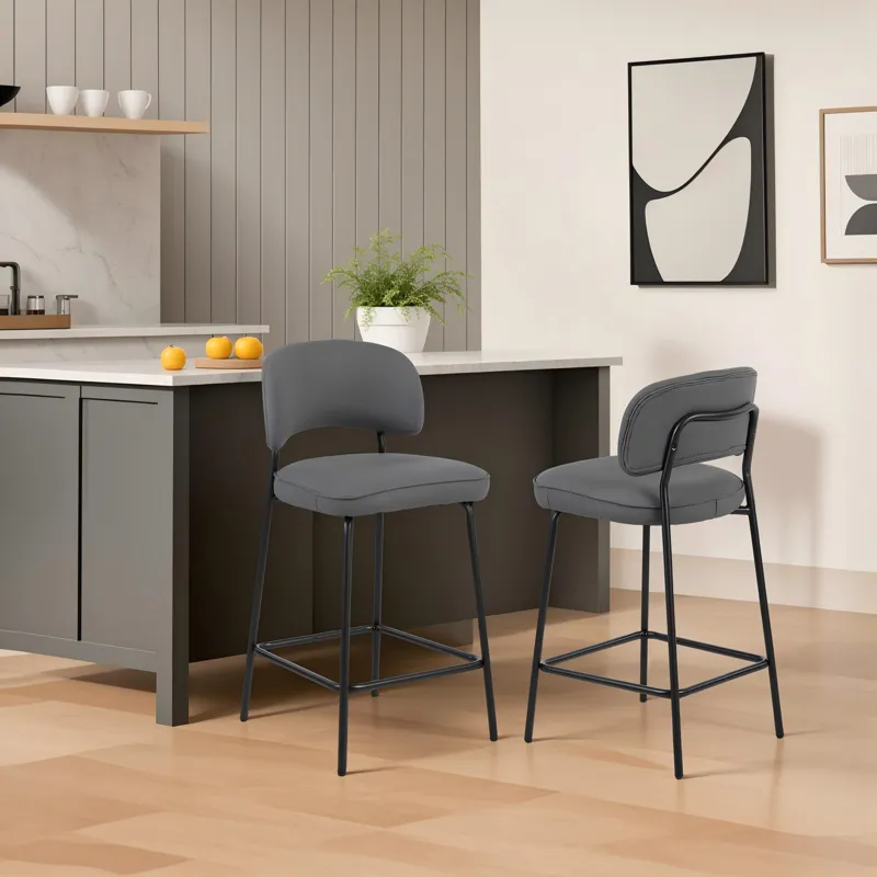 Blythe Gray Vegan Leather Counter Chair(2 Per Carton)